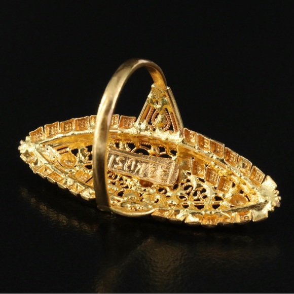 22K Granulated Navette Ring - Picture 5 of 9